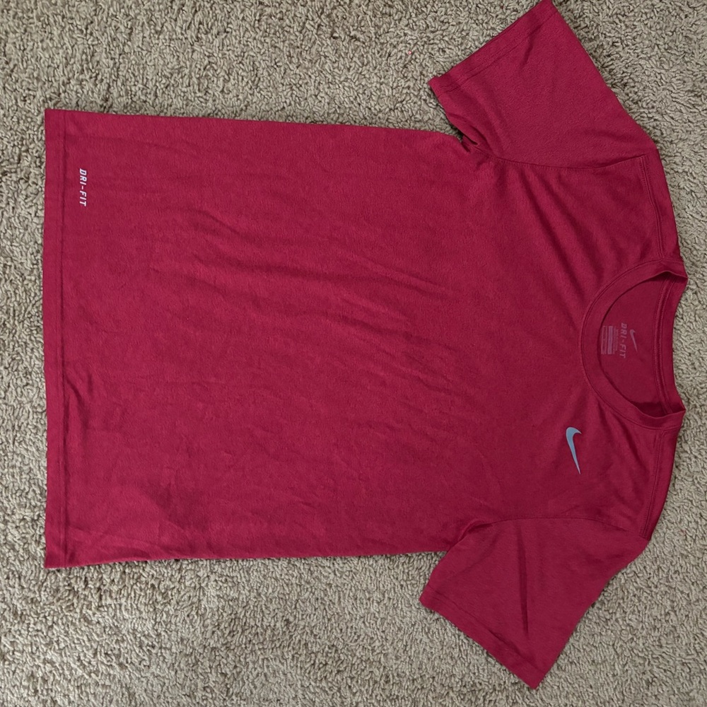 Gently used Brick Red Nike Dri-Fit Shirt, Youth M, in excellent condition!